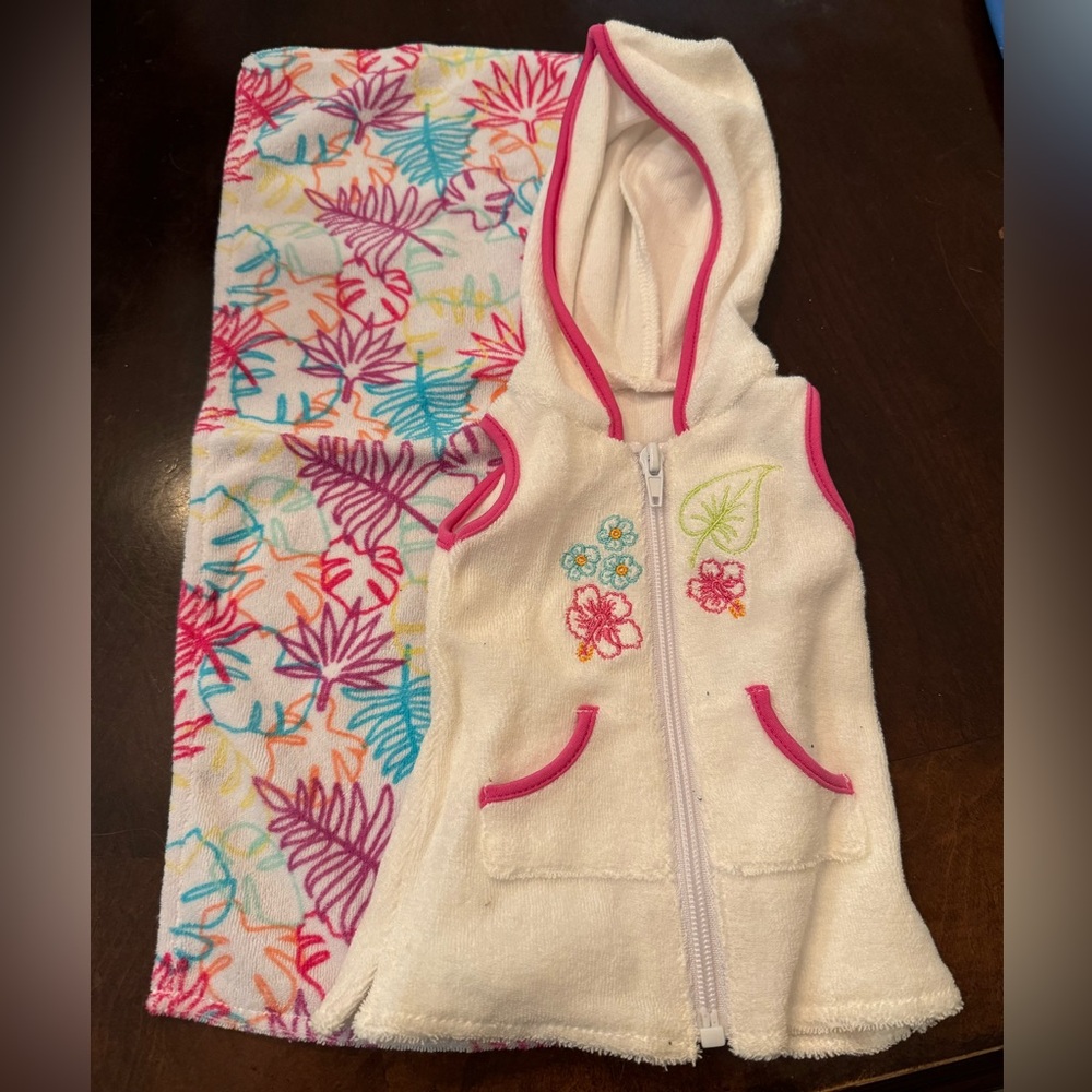 American Girl Doll Hooded swim coverup and beach towels